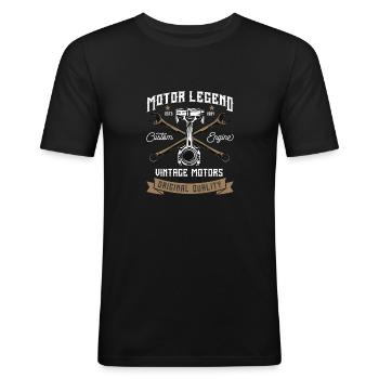 Motor Legende - Mannen slim fit T-shirt - zwart - Voor - Nik (191cm)