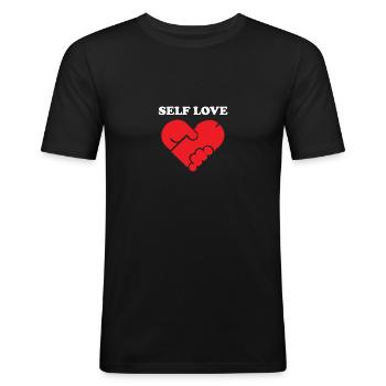 lustiges Selbstliebes-Masturbationsgeschenk - Männer Slim Fit T-Shirt - Schwarz - Vorne - Nik (191cm)