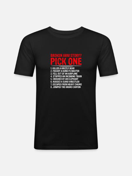 Broken Arm Story Funny - Men's Slim Fit T-Shirt - black