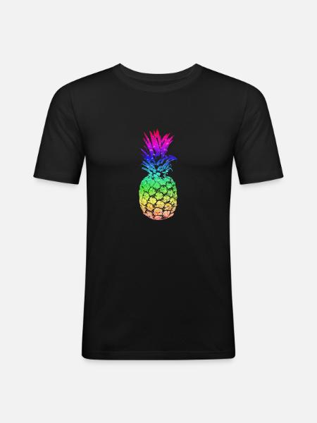 Ananas - Männer Slim Fit T-Shirt - Schwarz