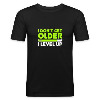 gamer - Mannen slim fit T-shirt - zwart - Voor - Nik (191cm)