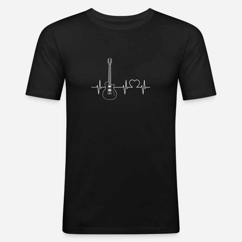Gitare - Männer Slim Fit T-Shirt - Schwarz