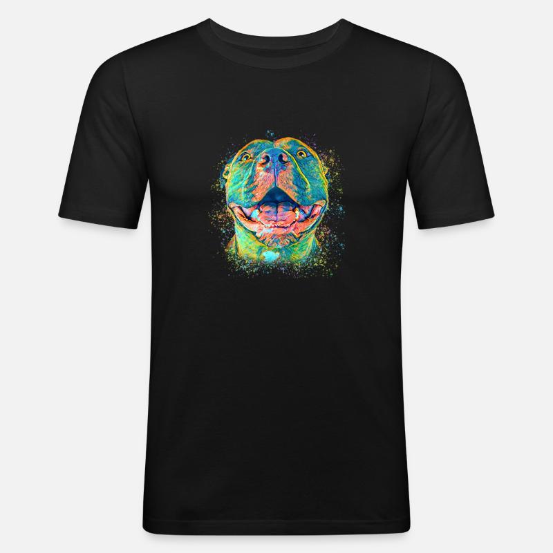 Niedlicher Pitbull - Männer Slim Fit T-Shirt - Schwarz