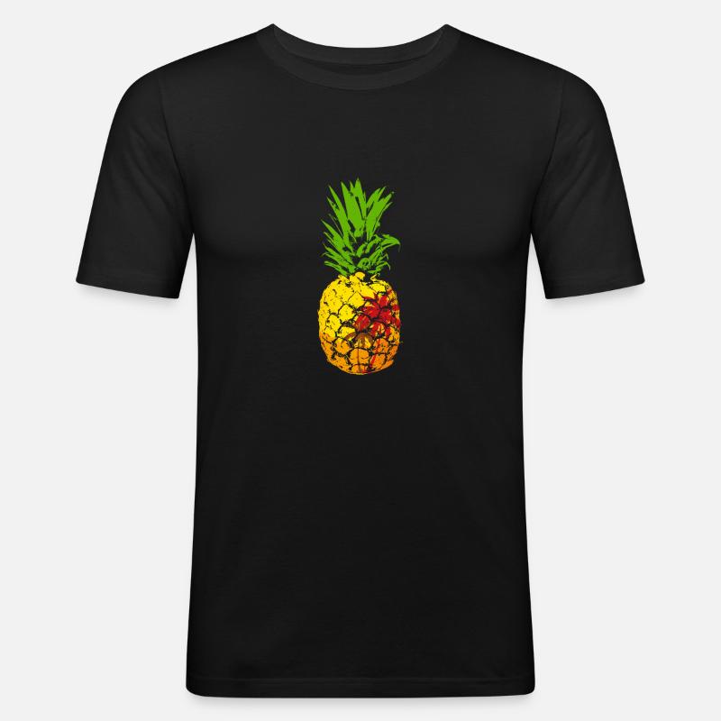 Pineapple Beach Ananas - Männer Slim Fit T-Shirt - Schwarz