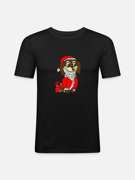 Dackel Weihnachtskostüm Welpengeschenk - Männer Slim Fit T-Shirt - Schwarz