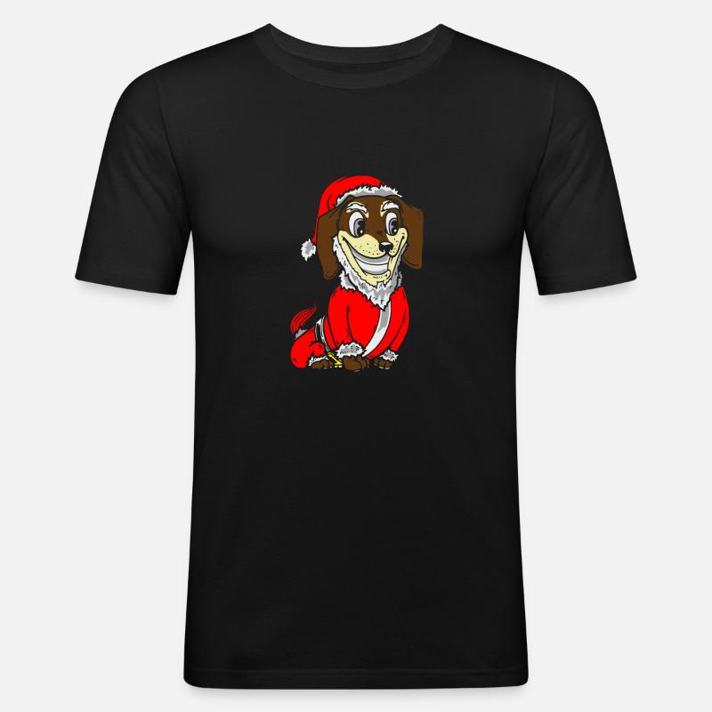 Dackel Weihnachtskostüm Welpengeschenk - Männer Slim Fit T-Shirt - Schwarz