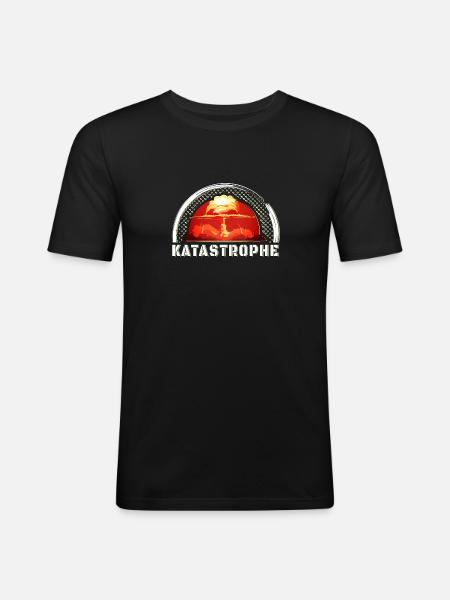 Katastrophe, Atombombe, Explosion Geschenkidee - Männer Slim Fit T-Shirt - Schwarz