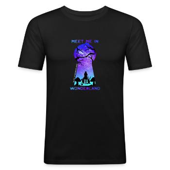 Rencontrez-moi au pays des merveilles - T-shirt près du corps Homme - noir - Devant - Nik (191cm)