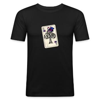 Ace Of Spades Were All Mad Here - Mad Hatter Hut - Männer Slim Fit T-Shirt - Schwarz - Vorne - Nik (191cm)