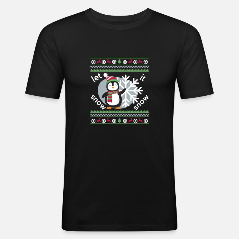 Pinguin Weihnachten Geschenk - Männer Slim Fit T-Shirt - Schwarz