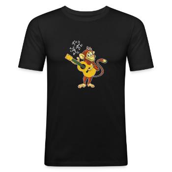 Cadeau de joueur de guitare de singe chimpanzé drôle de musique - T-shirt près du corps Homme - noir - Devant - Nik (191cm)