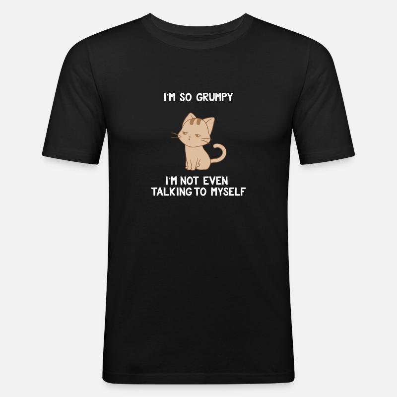 Grumpy Cat -Katzen-Shirt - Männer Slim Fit T-Shirt - Schwarz