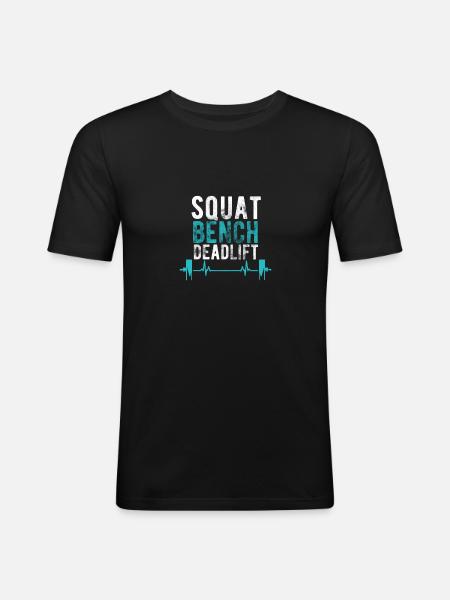 Powerlifting Powerlifting Heartbeat Squat Bench - Men's Slim Fit T-Shirt - black