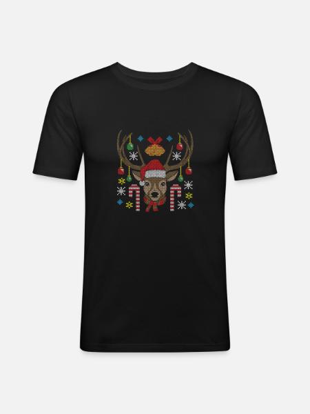 Christmas reindeer moose christmas - Men's Slim Fit T-Shirt - black