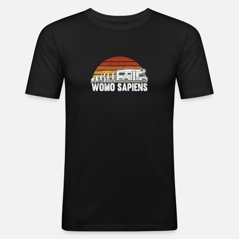 Womo Sapiens Wohnmobil Evolution - Männer Slim Fit T-Shirt - Schwarz