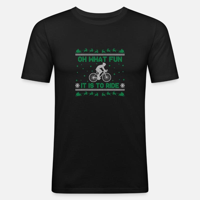 Le cyclisme de Noël oh quel plaisir c’est de rouler - T-shirt près du corps Homme - noir