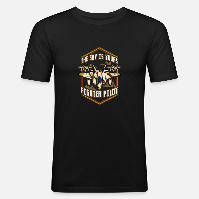 Der Himmel ist dein Kampfpilot - Männer Slim Fit T-Shirt - Schwarz