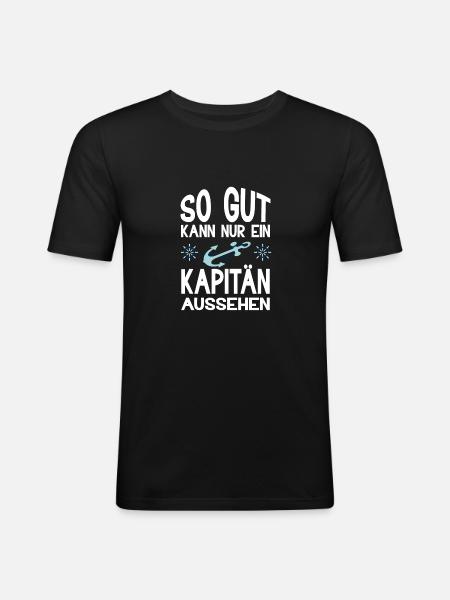 KAPITÄN - Männer Slim Fit T-Shirt - Schwarz