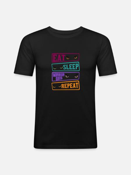 Spis Sleep Cat Cat Gentag Warrior Cat-katte - Herre Slim Fit T-Shirt - sort