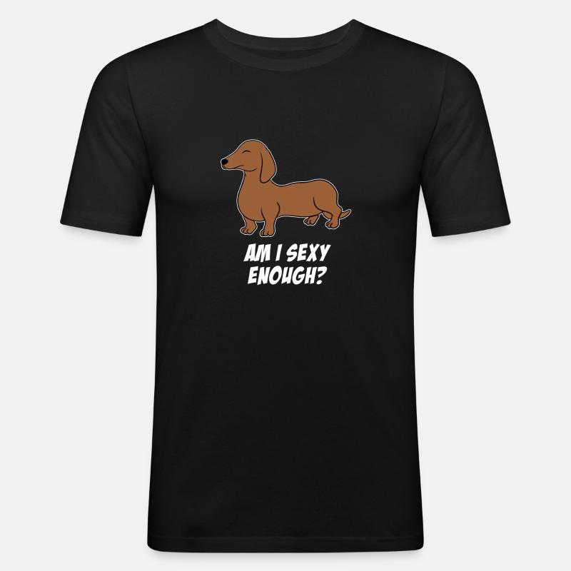 Hund Dackel - Männer Slim Fit T-Shirt - Schwarz