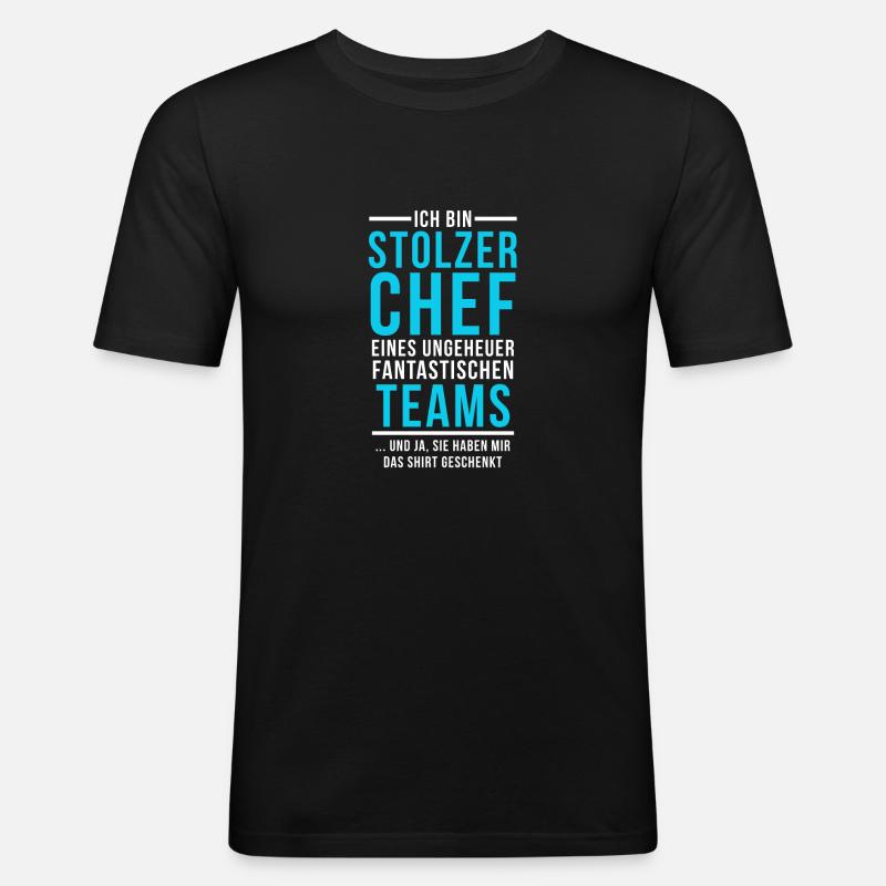 Stolzer Chef Spruch - Männer Slim Fit T-Shirt - Schwarz