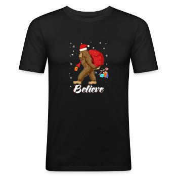 monkeys also believe in christmas - Männer Slim Fit T-Shirt - Schwarz - Vorne - Nik (191cm)