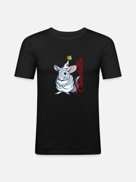 Cute Chinchilla Chinchillin - Men's Slim Fit T-Shirt - black
