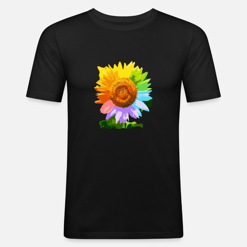 Niedliche Sonnenblume-Kunst - Männer Slim Fit T-Shirt - Schwarz