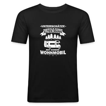 Lustige Wohnmobil Camping Camper Caravan - Männer Slim Fit T-Shirt - Schwarz - Vorne - Nik (191cm)