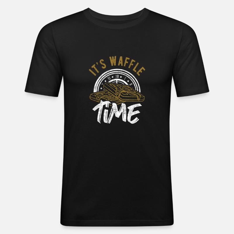 Waffel - Männer Slim Fit T-Shirt - Schwarz