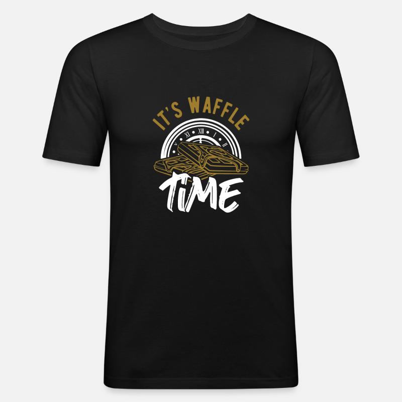 Waffel - Männer Slim Fit T-Shirt - Schwarz
