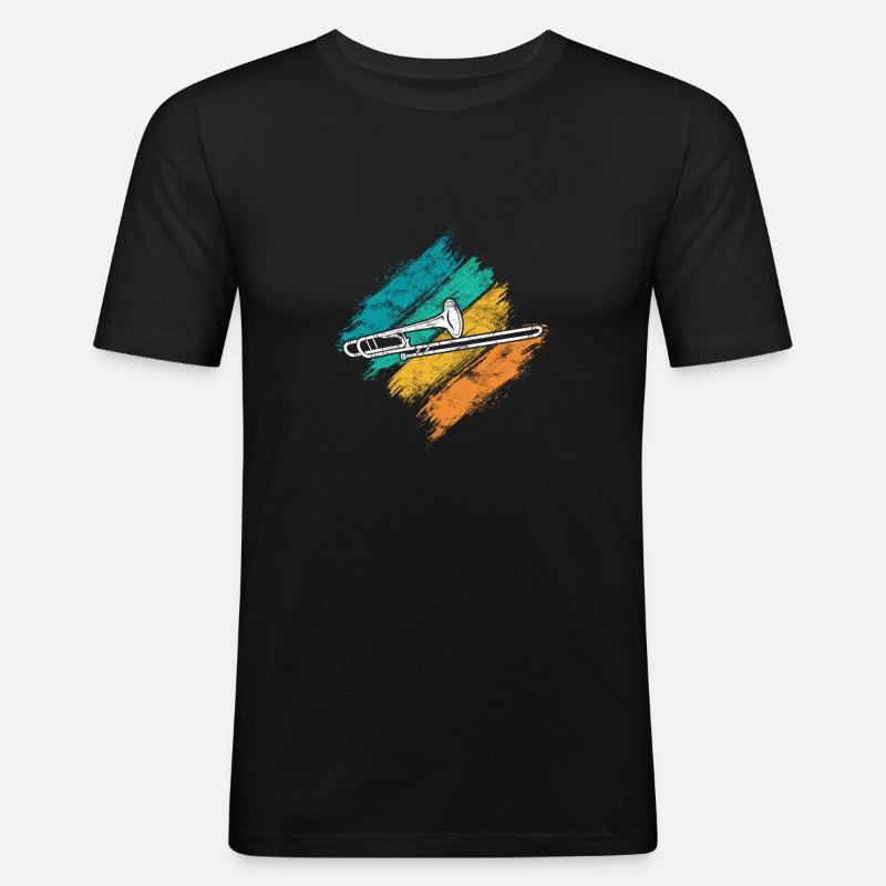 Posaune - Männer Slim Fit T-Shirt - Schwarz