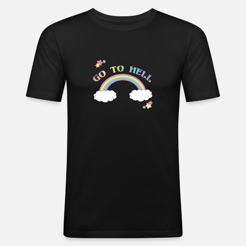 Go To Hell Rainbow - Men's Slim Fit T-Shirt - black