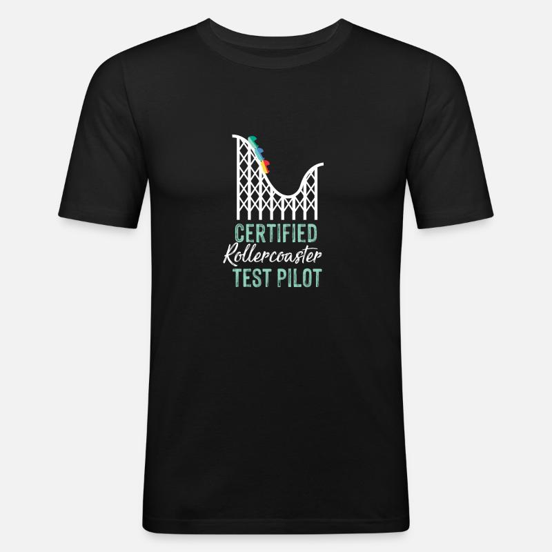 Certified Rollercoaster Test Pilot - Männer Slim Fit T-Shirt - Schwarz