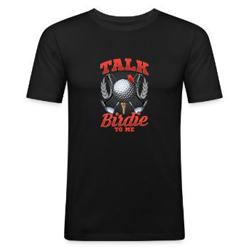 Parlez Birdie To Me Funny Golfing Pun - T-shirt près du corps Homme - noir - Devant - Nik (191cm)