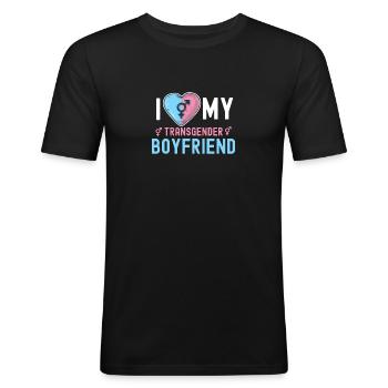Transgender Transexual LGBT Gay Pride Flag - T-shirt près du corps Homme - noir - Devant - Nik (191cm)
