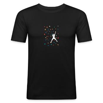 Klettern - Bouldern Boulder - Männer Slim Fit T-Shirt - Schwarz - Vorne - Nik (191cm)