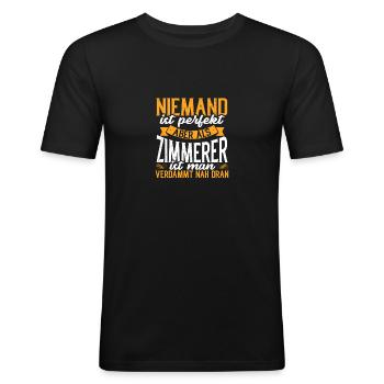 Zimmerer - Männer Slim Fit T-Shirt - Schwarz - Vorne - Nik (191cm)