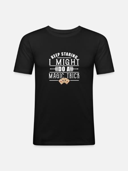 Magier Zuschauer - Männer Slim Fit T-Shirt - Schwarz