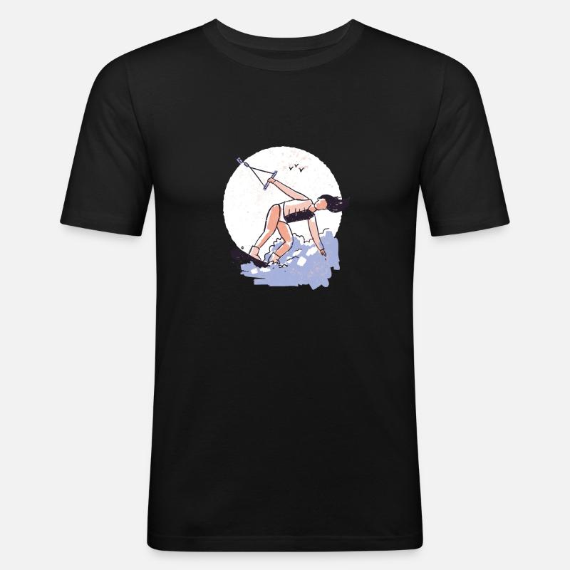 Wakeboard Mädchen Frau - Männer Slim Fit T-Shirt - Schwarz