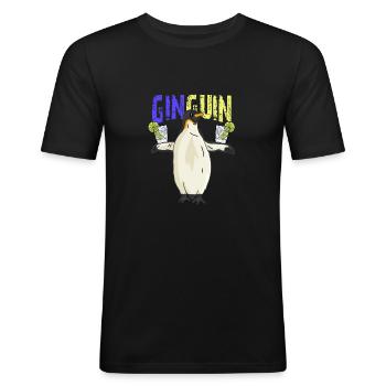 Ginguin - Männer Slim Fit T-Shirt - Schwarz - Vorne - Nik (191cm)
