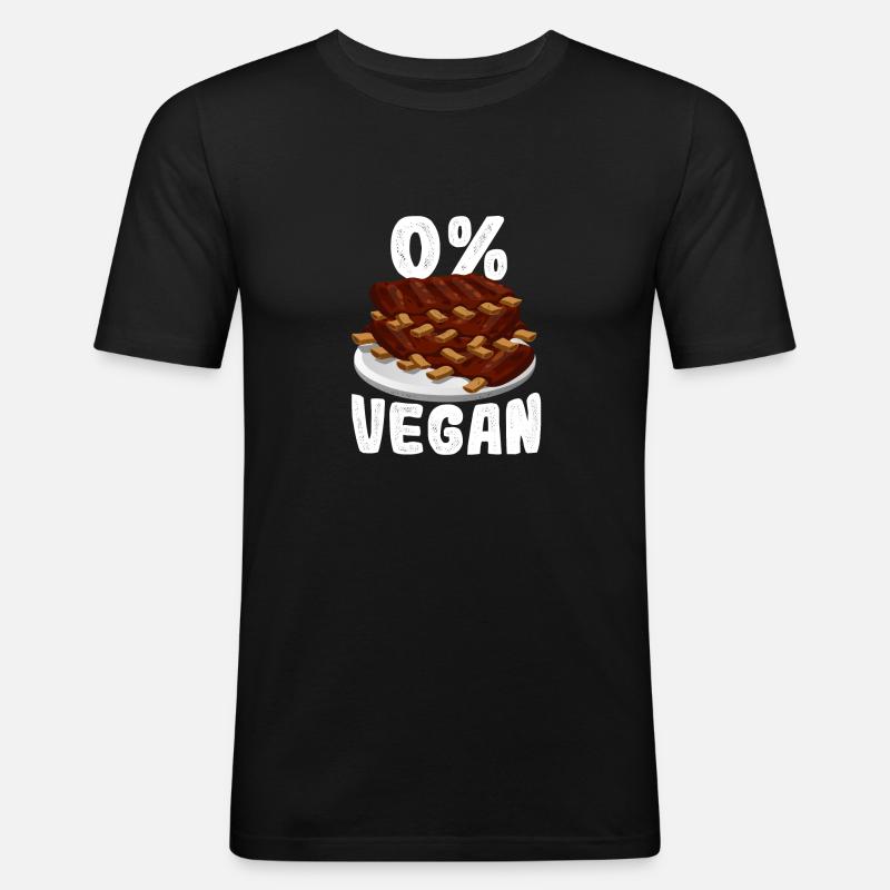 0% vegano per macellai e macellai - Maglietta aderente da uomo - nero