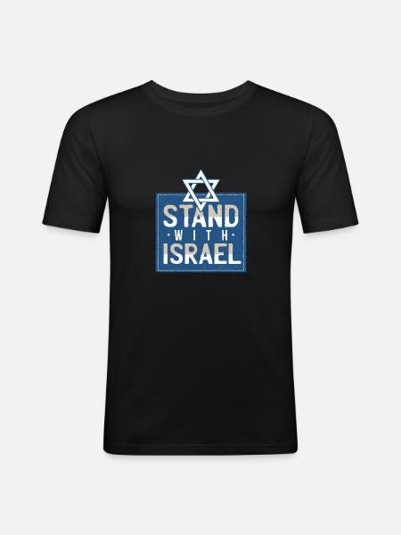 Solidarité avec Israël - T-shirt près du corps Homme - noir