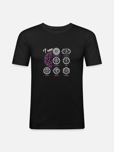 Chakra Lustiges Chakra - Männer Slim Fit T-Shirt - Schwarz