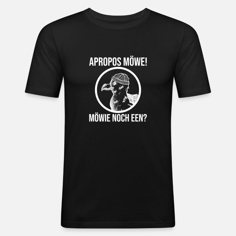 Möwie noch een Möwe - Männer Slim Fit T-Shirt - Schwarz