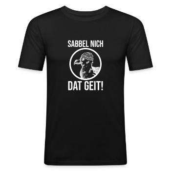 Sabbel nich dat geit Möwe - Männer Slim Fit T-Shirt - Schwarz - Vorne - Nik (191cm)