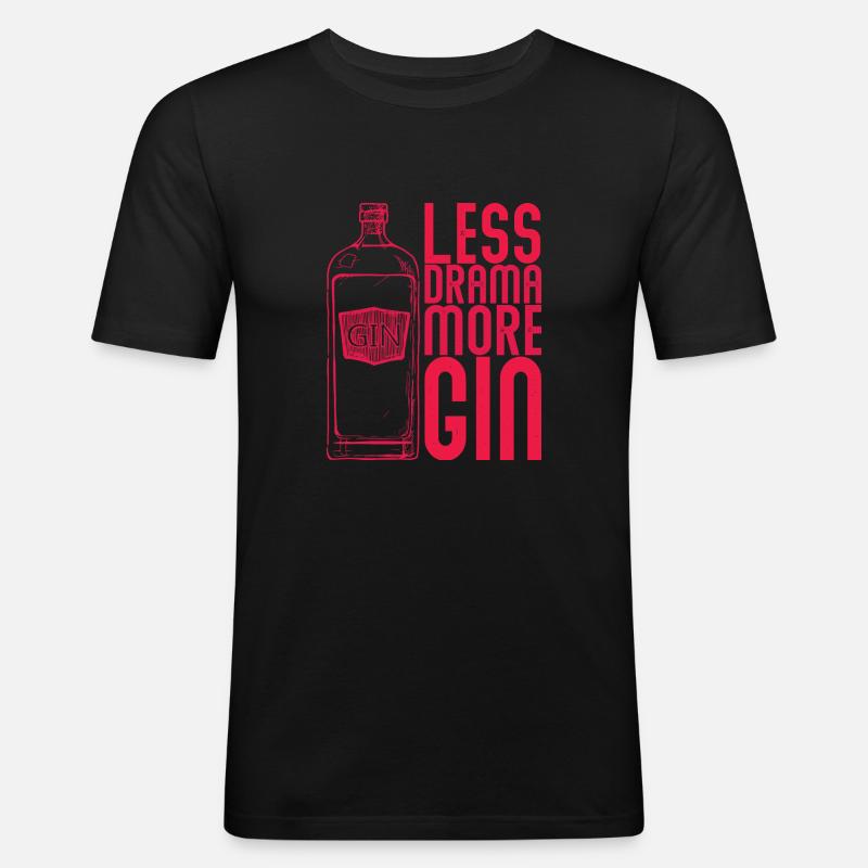 Gin Less Drama più Gin - Maglietta aderente da uomo - nero