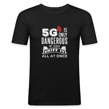 Théorie du complot 5G - T-shirt près du corps Homme - noir - Devant - Nik (191cm)
