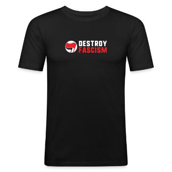 Détruire le fascisme antifa antiracisme et antifasciste - T-shirt près du corps Homme - noir - Devant - Nik (191cm)
