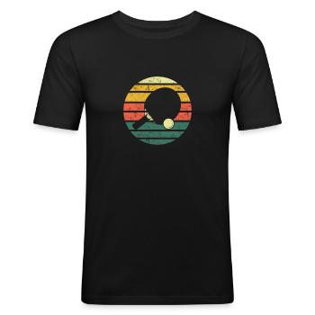 Retro Style Tischtennis, Tischtennis - Männer Slim Fit T-Shirt - Schwarz - Vorne - Nik (191cm)
